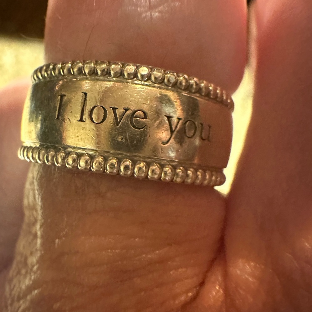 Authentic Tiffany & Co. Band Silver 'I Love You' Engraved Ring sz 6